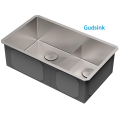 Undermount seamless double bowl kitchen sink